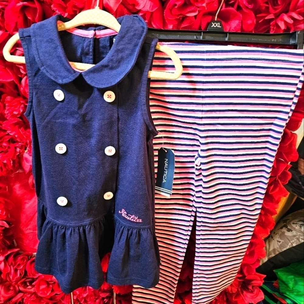 Nautica NWT Girls Navy Blue & Pink Matching Set Size 5
